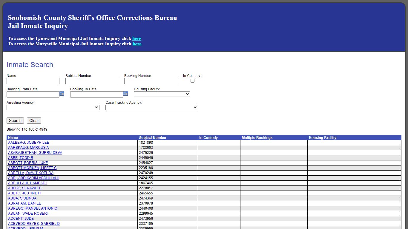 Inmate Search